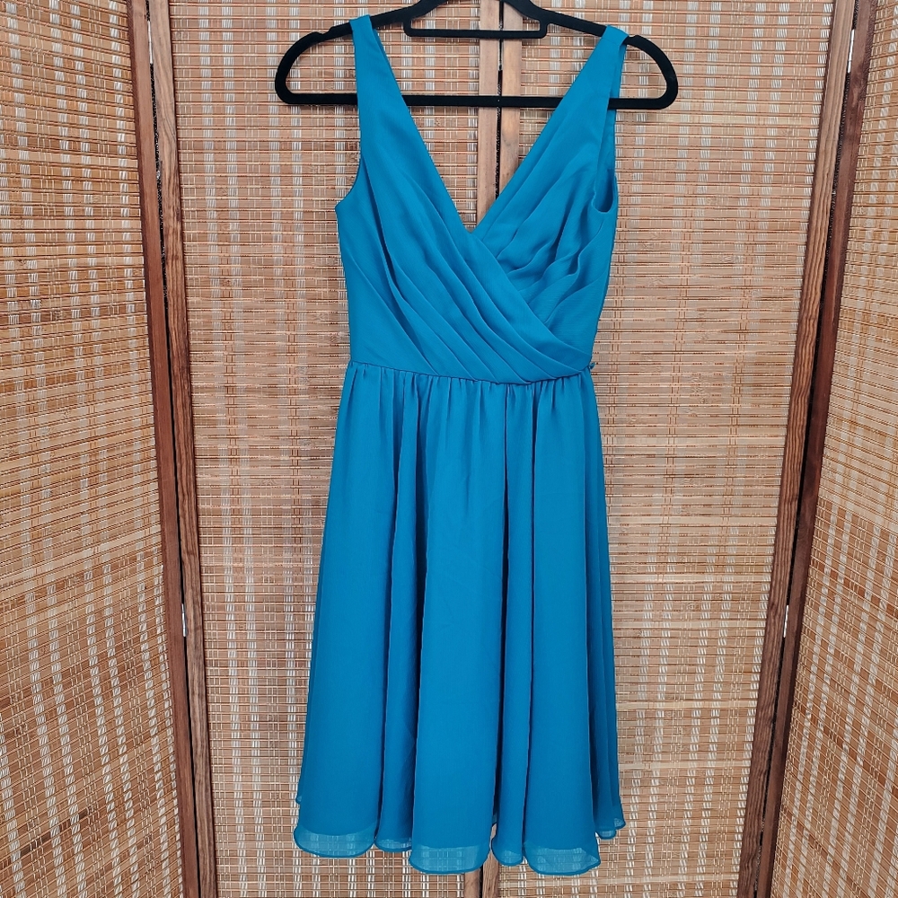 ♧ Kennedy Blue Pleated A Line Sleeveless Cocktail Dress Size 0 Blue